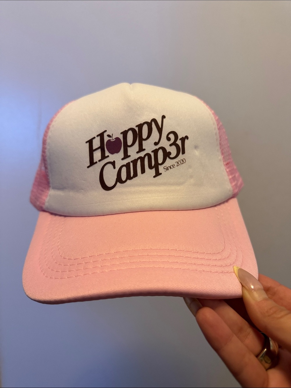 Hoppy Camper Pink and White Trucker Hat by Hoppy Camper